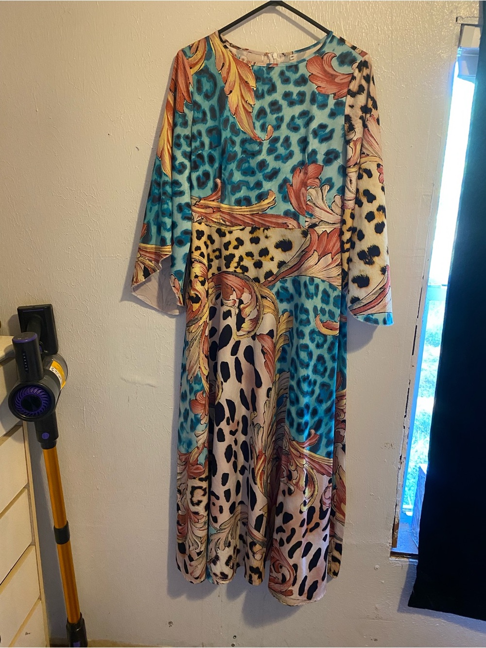 SHEIN Blue Turquoise Animal & Baroque Print Maxi Dress